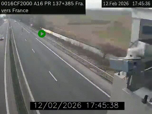<h2>Webcam à la frontière franco-belge au niveau de Bray-Dunes/De-Panne sur l'autoroute A16. Vue orientée vers Calais</h2>