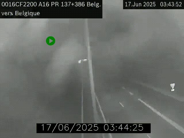 Webcam à la frontière franco-belge au niveau de Bray-Dunes/De-Panne sur l'autoroute A16. Vue orientée vers la Belgique