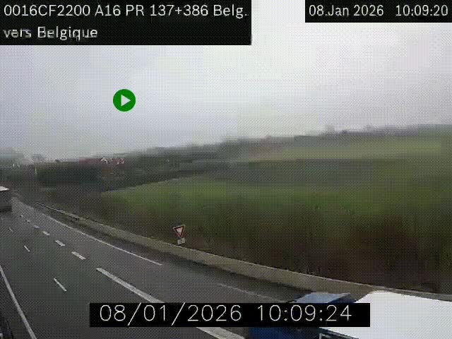 <h2>Webcam à la frontière franco-belge au niveau de Bray-Dunes/De-Panne sur l'autoroute A16. Vue orientée vers la Belgique</h2>
