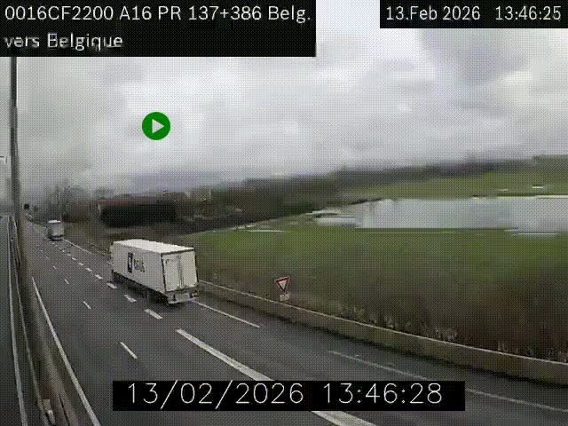 <h2>Webcam à la frontière franco-belge au niveau de Bray-Dunes/De-Panne sur l'autoroute A16. Vue orientée vers la Belgique</h2>
