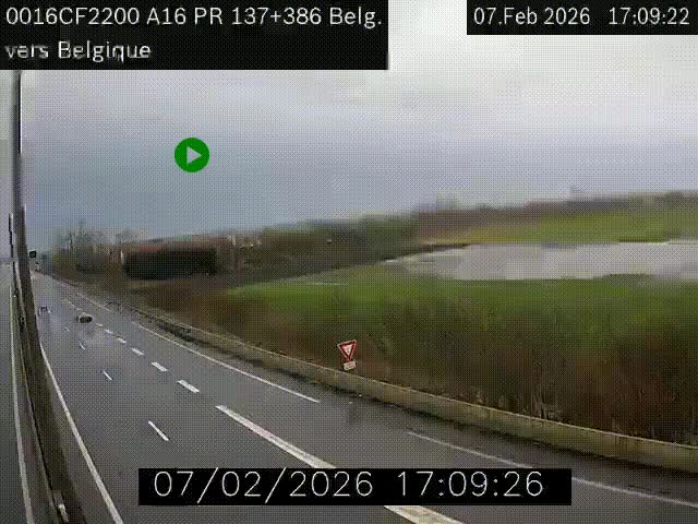 <h2>Webcam à la frontière franco-belge au niveau de Bray-Dunes/De-Panne sur l'autoroute A16. Vue orientée vers la Belgique</h2>
