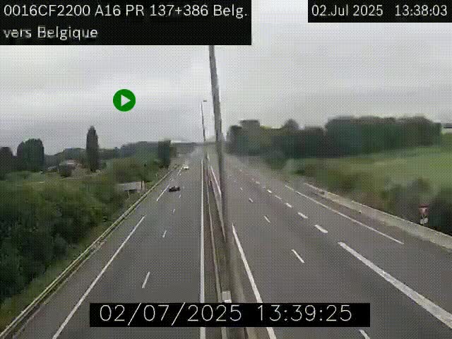 <h2>Webcam à la frontière franco-belge au niveau de Bray-Dunes/De-Panne sur l'autoroute A16. Vue orientée vers la Belgique</h2>