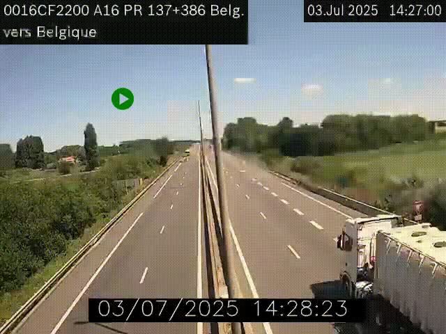<h2>Webcam à la frontière franco-belge au niveau de Bray-Dunes/De-Panne sur l'autoroute A16. Vue orientée vers la Belgique</h2>