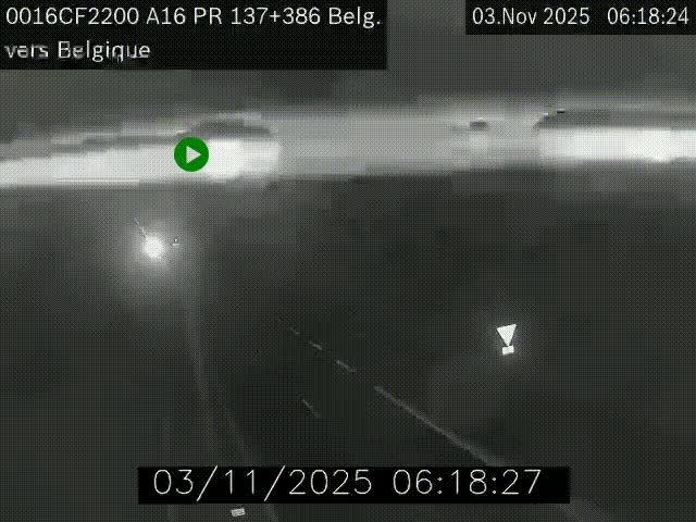Webcam à la frontière franco-belge au niveau de Bray-Dunes/De-Panne sur l'autoroute A16. Vue orientée vers la Belgique