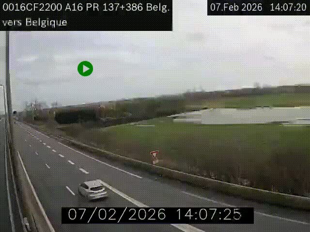 <h2>Webcam à la frontière franco-belge au niveau de Bray-Dunes/De-Panne sur l'autoroute A16. Vue orientée vers la Belgique</h2>