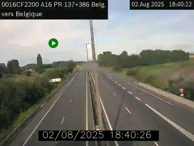 <h2>Webcam à la frontière franco-belge au niveau de Bray-Dunes/De-Panne sur l'autoroute A16. Vue orientée vers la Belgique</h2>