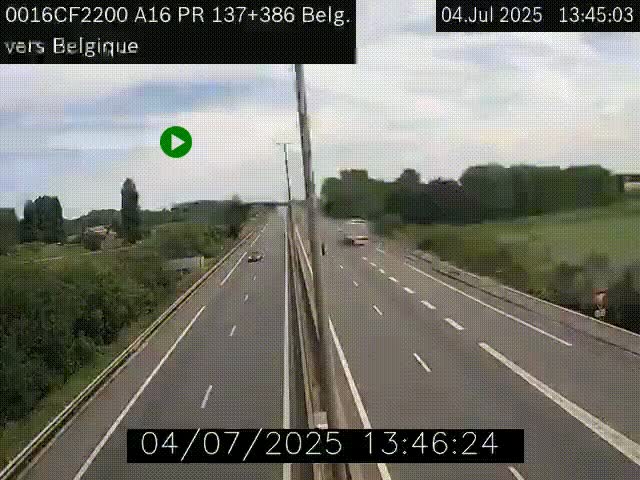 <h2>Webcam à la frontière franco-belge au niveau de Bray-Dunes/De-Panne sur l'autoroute A16. Vue orientée vers la Belgique</h2>