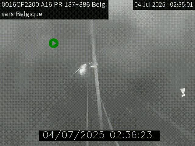 <h2>Webcam à la frontière franco-belge au niveau de Bray-Dunes/De-Panne sur l'autoroute A16. Vue orientée vers la Belgique</h2>