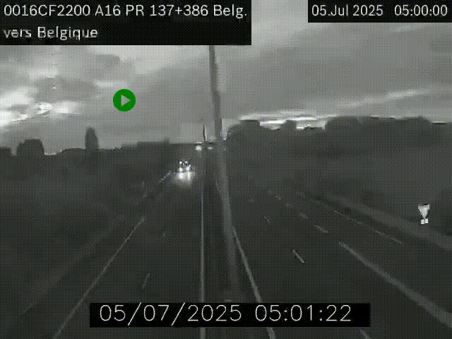 <h2>Webcam à la frontière franco-belge au niveau de Bray-Dunes/De-Panne sur l'autoroute A16. Vue orientée vers la Belgique</h2>