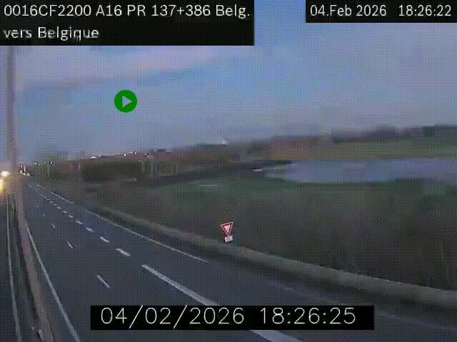 <h2>Webcam à la frontière franco-belge au niveau de Bray-Dunes/De-Panne sur l'autoroute A16. Vue orientée vers la Belgique</h2>