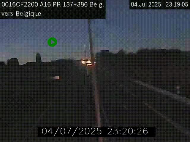 Webcam à la frontière franco-belge au niveau de Bray-Dunes/De-Panne sur l'autoroute A16. Vue orientée vers la Belgique