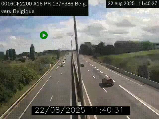 <h2>Webcam à la frontière franco-belge au niveau de Bray-Dunes/De-Panne sur l'autoroute A16. Vue orientée vers la Belgique</h2>