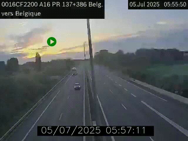 <h2>Webcam à la frontière franco-belge au niveau de Bray-Dunes/De-Panne sur l'autoroute A16. Vue orientée vers la Belgique</h2>