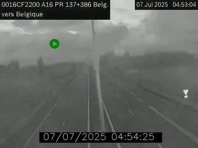 <h2>Webcam à la frontière franco-belge au niveau de Bray-Dunes/De-Panne sur l'autoroute A16. Vue orientée vers la Belgique</h2>