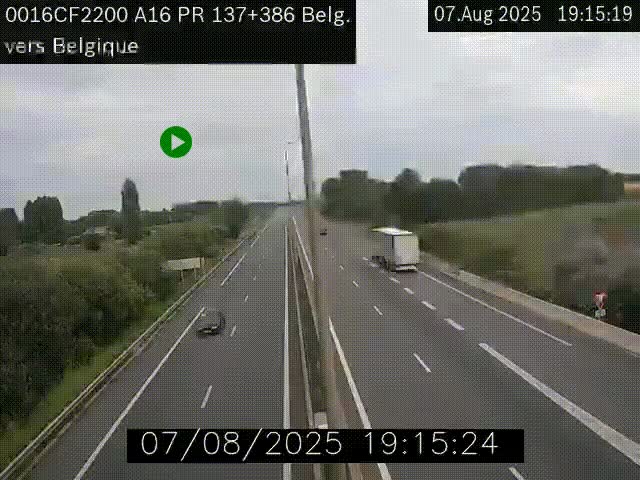 <h2>Webcam à la frontière franco-belge au niveau de Bray-Dunes/De-Panne sur l'autoroute A16. Vue orientée vers la Belgique</h2>