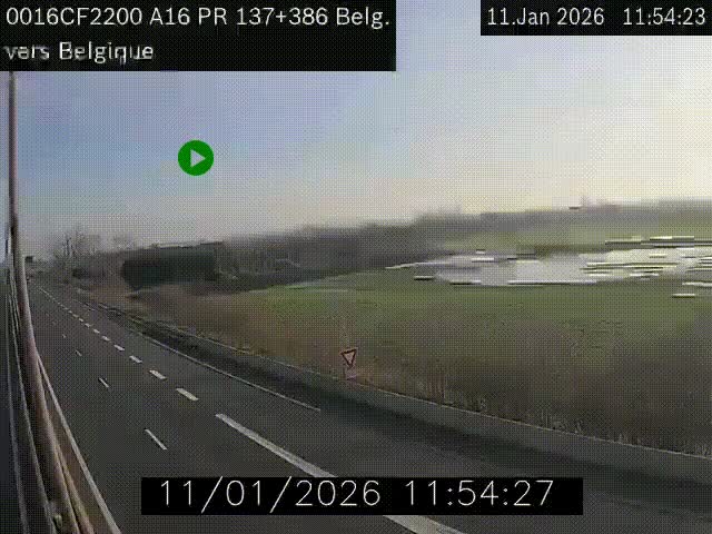 <h2>Webcam à la frontière franco-belge au niveau de Bray-Dunes/De-Panne sur l'autoroute A16. Vue orientée vers la Belgique</h2>