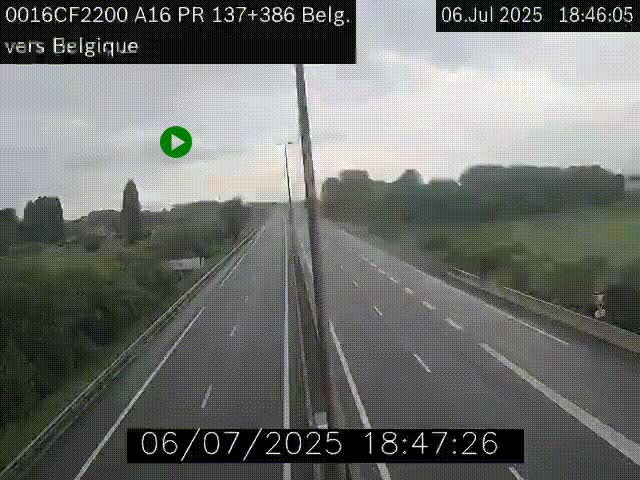 <h2>Webcam à la frontière franco-belge au niveau de Bray-Dunes/De-Panne sur l'autoroute A16. Vue orientée vers la Belgique</h2>