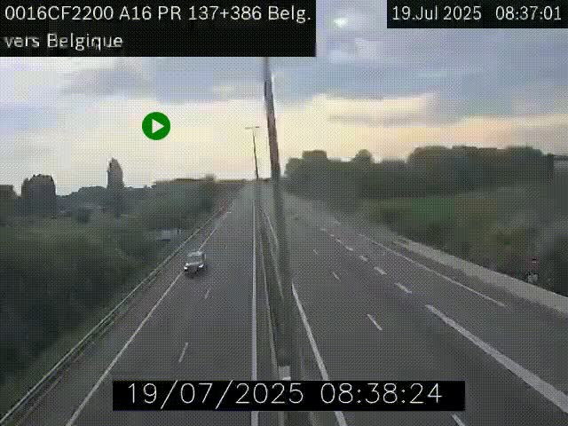 <h2>Webcam à la frontière franco-belge au niveau de Bray-Dunes/De-Panne sur l'autoroute A16. Vue orientée vers la Belgique</h2>