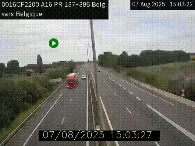 <h2>Webcam à la frontière franco-belge au niveau de Bray-Dunes/De-Panne sur l'autoroute A16. Vue orientée vers la Belgique</h2>