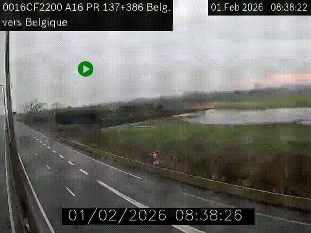<h2>Webcam à la frontière franco-belge au niveau de Bray-Dunes/De-Panne sur l'autoroute A16. Vue orientée vers la Belgique</h2>