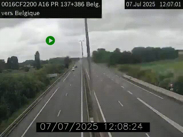 <h2>Webcam à la frontière franco-belge au niveau de Bray-Dunes/De-Panne sur l'autoroute A16. Vue orientée vers la Belgique</h2>