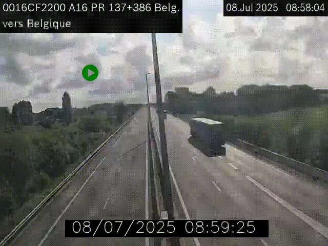 <h2>Webcam à la frontière franco-belge au niveau de Bray-Dunes/De-Panne sur l'autoroute A16. Vue orientée vers la Belgique</h2>