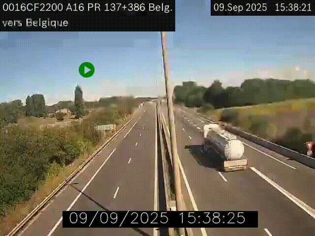 <h2>Webcam à la frontière franco-belge au niveau de Bray-Dunes/De-Panne sur l'autoroute A16. Vue orientée vers la Belgique</h2>