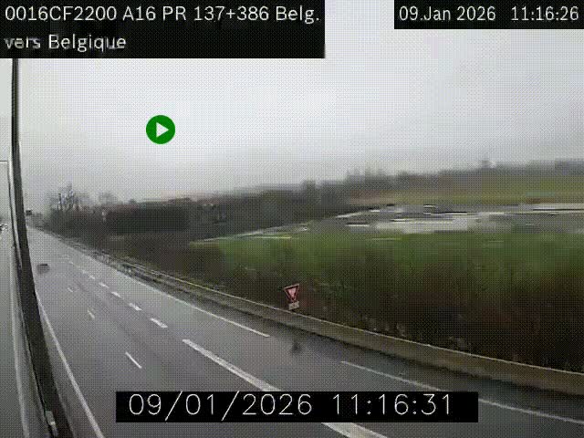 <h2>Webcam à la frontière franco-belge au niveau de Bray-Dunes/De-Panne sur l'autoroute A16. Vue orientée vers la Belgique</h2>