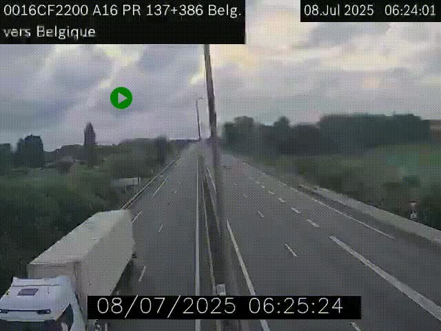 <h2>Webcam à la frontière franco-belge au niveau de Bray-Dunes/De-Panne sur l'autoroute A16. Vue orientée vers la Belgique</h2>