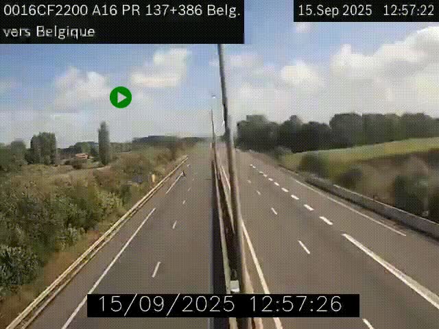 <h2>Webcam à la frontière franco-belge au niveau de Bray-Dunes/De-Panne sur l'autoroute A16. Vue orientée vers la Belgique</h2>