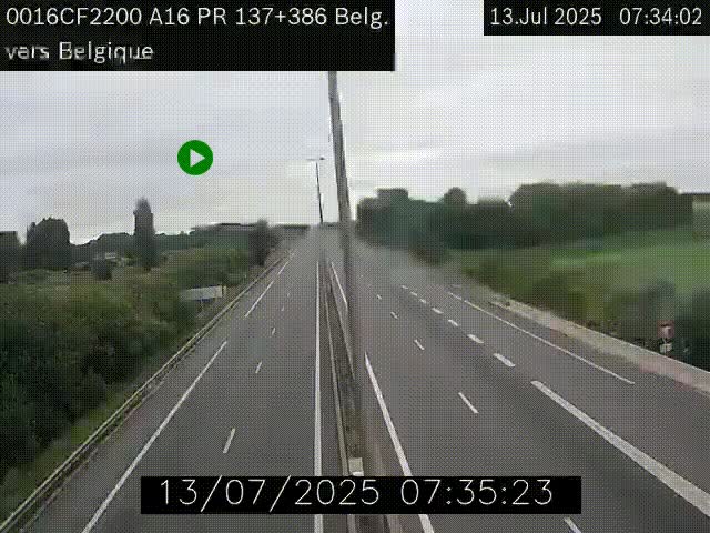<h2>Webcam à la frontière franco-belge au niveau de Bray-Dunes/De-Panne sur l'autoroute A16. Vue orientée vers la Belgique</h2>
