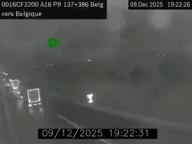 Webcam à la frontière franco-belge au niveau de Bray-Dunes/De-Panne sur l'autoroute A16. Vue orientée vers la Belgique