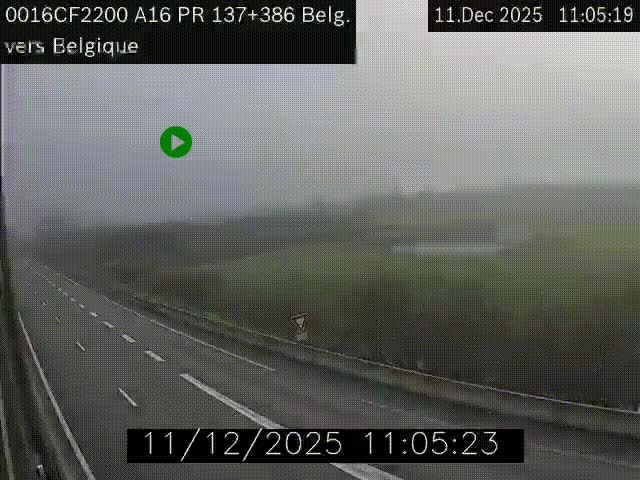Webcam à la frontière franco-belge au niveau de Bray-Dunes/De-Panne sur l'autoroute A16. Vue orientée vers la Belgique