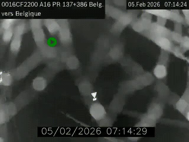 Webcam à la frontière franco-belge au niveau de Bray-Dunes/De-Panne sur l'autoroute A16. Vue orientée vers la Belgique