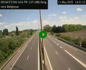 <h2>Webcam à la frontière franco-belge au niveau de Bray-Dunes/De-Panne sur l'autoroute A16. Vue orientée vers la Belgique</h2>