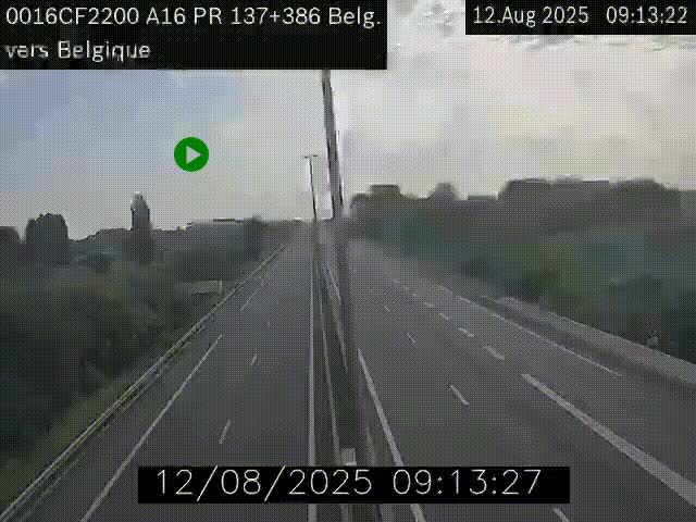 <h2>Webcam à la frontière franco-belge au niveau de Bray-Dunes/De-Panne sur l'autoroute A16. Vue orientée vers la Belgique</h2>
