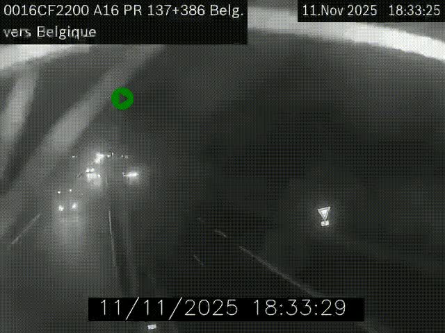 <h2>Webcam à la frontière franco-belge au niveau de Bray-Dunes/De-Panne sur l'autoroute A16. Vue orientée vers la Belgique</h2>