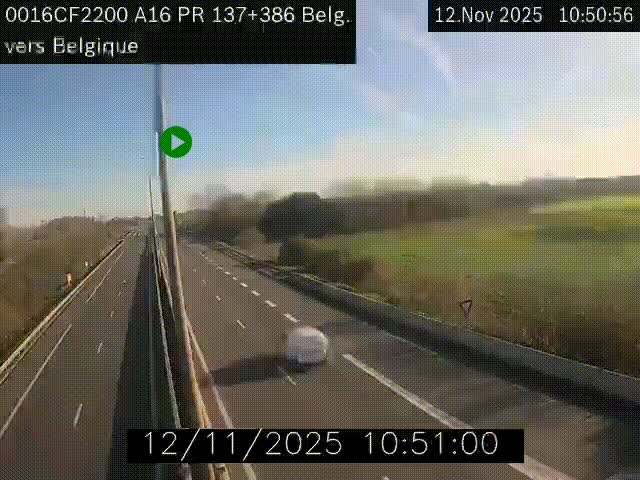 <h2>Webcam à la frontière franco-belge au niveau de Bray-Dunes/De-Panne sur l'autoroute A16. Vue orientée vers la Belgique</h2>
