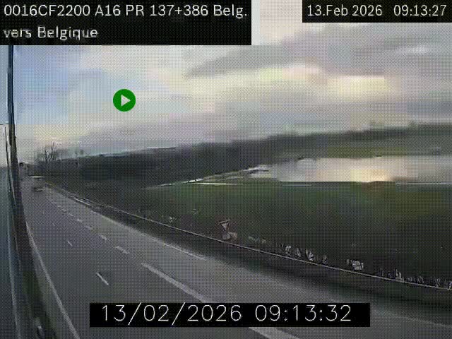 <h2>Webcam à la frontière franco-belge au niveau de Bray-Dunes/De-Panne sur l'autoroute A16. Vue orientée vers la Belgique</h2>