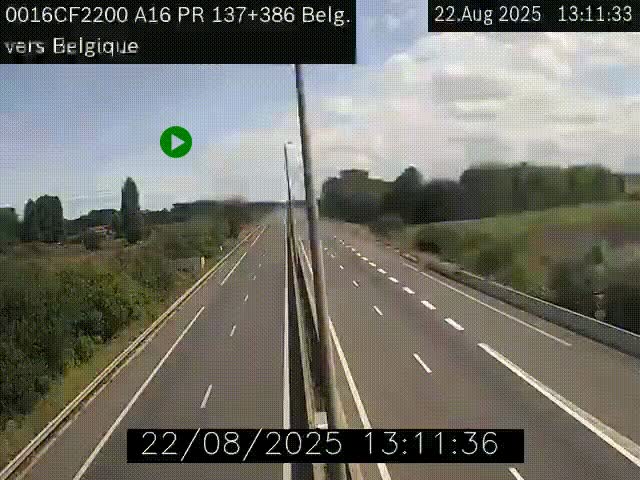 <h2>Webcam à la frontière franco-belge au niveau de Bray-Dunes/De-Panne sur l'autoroute A16. Vue orientée vers la Belgique</h2>