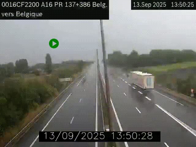 <h2>Webcam à la frontière franco-belge au niveau de Bray-Dunes/De-Panne sur l'autoroute A16. Vue orientée vers la Belgique</h2>