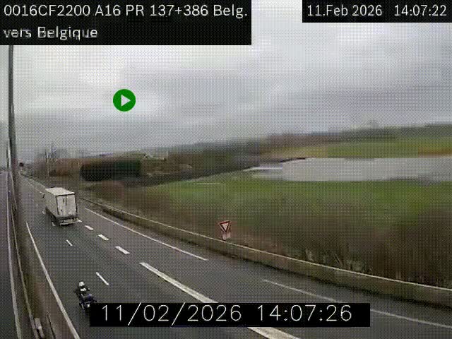 <h2>Webcam à la frontière franco-belge au niveau de Bray-Dunes/De-Panne sur l'autoroute A16. Vue orientée vers la Belgique</h2>