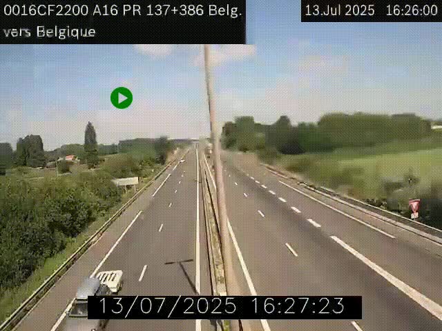 <h2>Webcam à la frontière franco-belge au niveau de Bray-Dunes/De-Panne sur l'autoroute A16. Vue orientée vers la Belgique</h2>