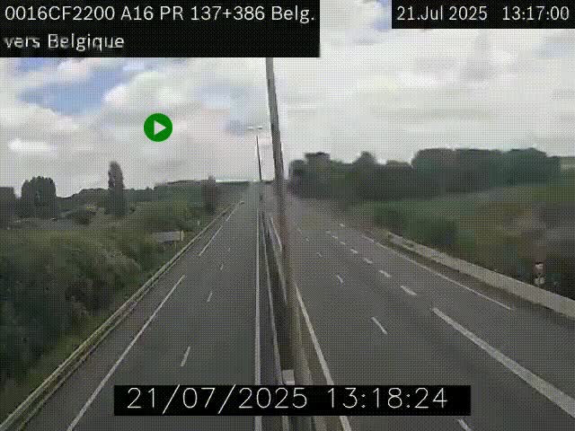 <h2>Webcam à la frontière franco-belge au niveau de Bray-Dunes/De-Panne sur l'autoroute A16. Vue orientée vers la Belgique</h2>