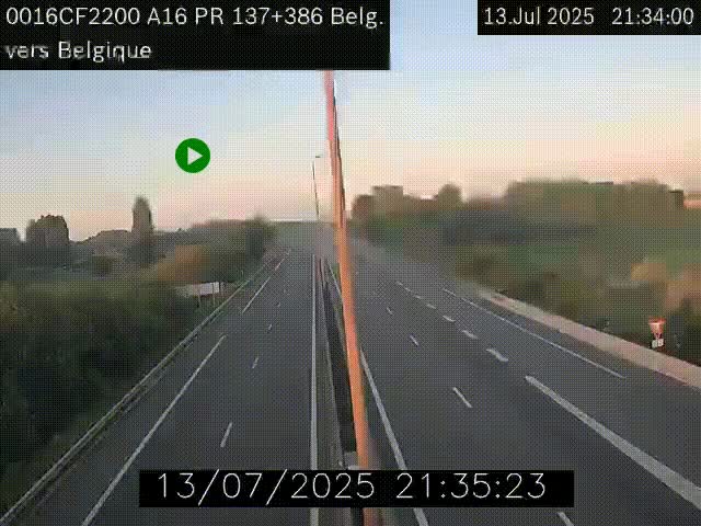 <h2>Webcam à la frontière franco-belge au niveau de Bray-Dunes/De-Panne sur l'autoroute A16. Vue orientée vers la Belgique</h2>