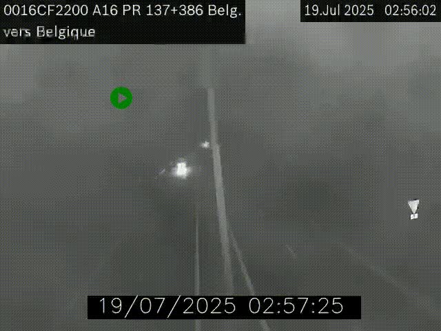 <h2>Webcam à la frontière franco-belge au niveau de Bray-Dunes/De-Panne sur l'autoroute A16. Vue orientée vers la Belgique</h2>