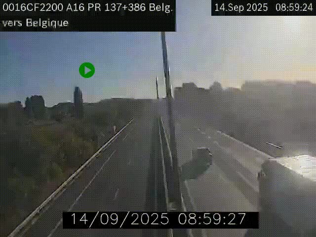 <h2>Webcam à la frontière franco-belge au niveau de Bray-Dunes/De-Panne sur l'autoroute A16. Vue orientée vers la Belgique</h2>