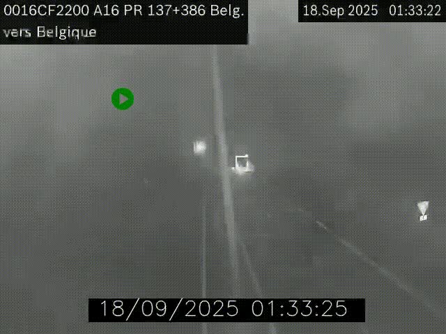 Webcam à la frontière franco-belge au niveau de Bray-Dunes/De-Panne sur l'autoroute A16. Vue orientée vers la Belgique