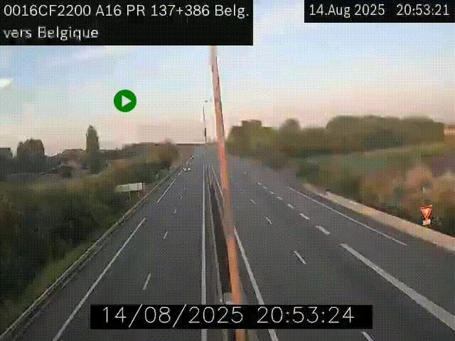 <h2>Webcam à la frontière franco-belge au niveau de Bray-Dunes/De-Panne sur l'autoroute A16. Vue orientée vers la Belgique</h2>