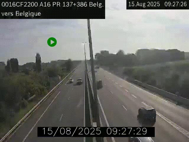 <h2>Webcam à la frontière franco-belge au niveau de Bray-Dunes/De-Panne sur l'autoroute A16. Vue orientée vers la Belgique</h2>
